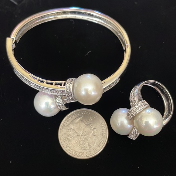 South sea Pearl ring and bracelet set - Picture 4 of 7